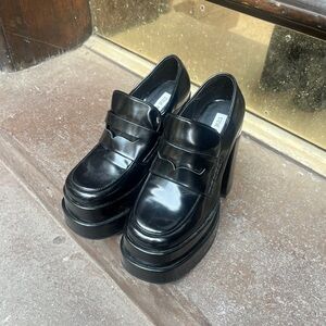 Steve Madden Catelyn Faux Leather Penny Loafer Platform Heels